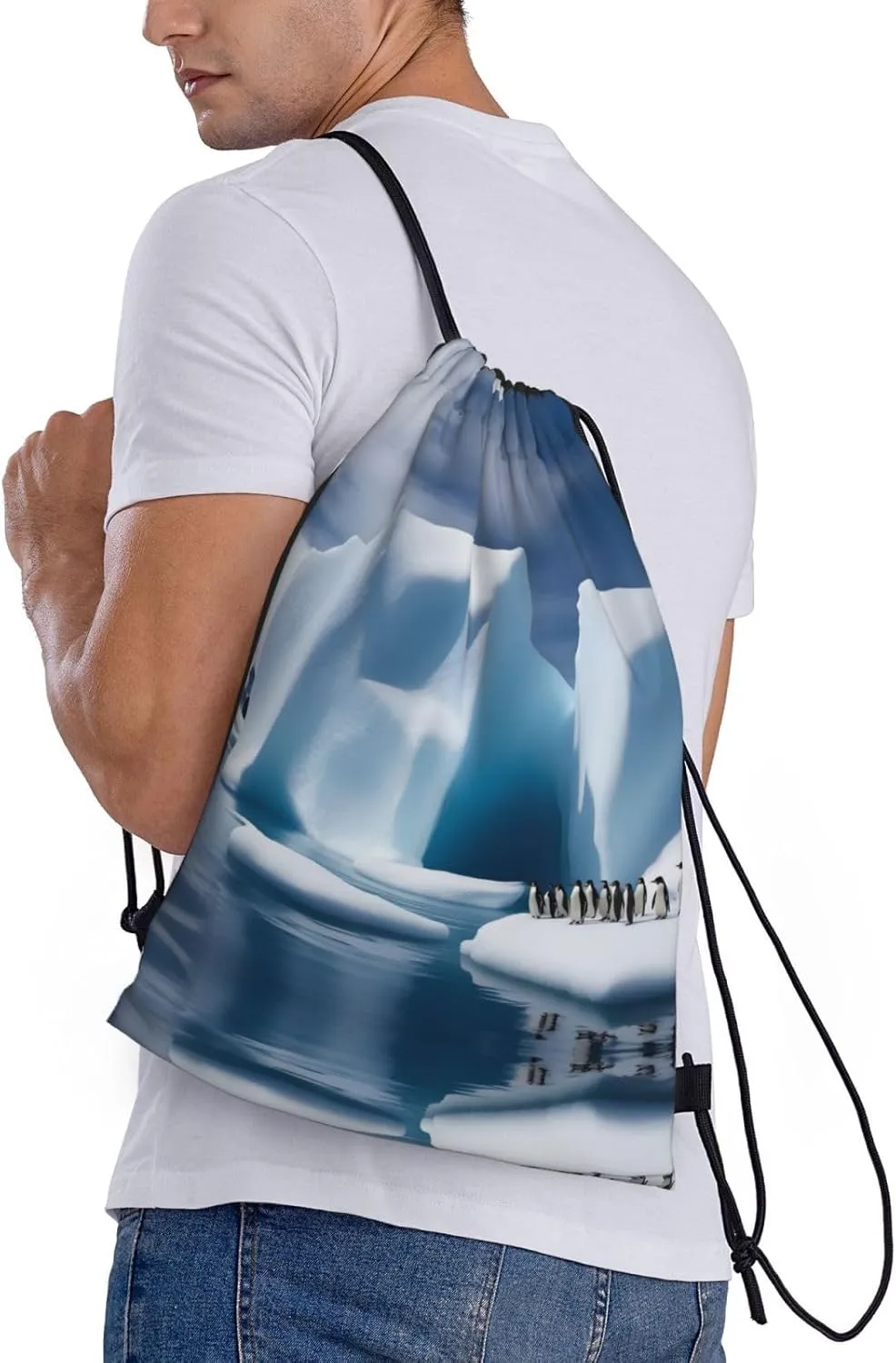 Penguins On The Iceberg Drawstring Bags â€“ Water-Resistant Sports Gym Sackpack,Gifts,Fitness Enthusiasts