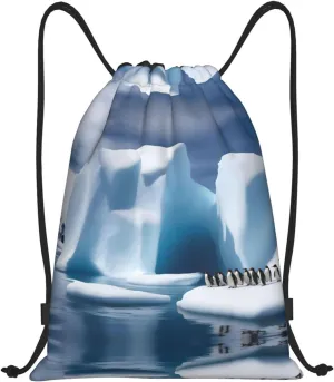 Penguins On The Iceberg Drawstring Bags â€“ Water-Resistant Sports Gym Sackpack,Gifts,Fitness Enthusiasts