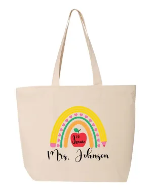 Personalized Hello Third Grade Zippered Canvas Bag, Teacher Grade Gift, Custom 3rd Grade Bag, Third Grade Bag, 3rd Grade Grad Gift, Teacher Team Bags, Gift for Teachers (20"W x 15"H x 5"D, Natural)