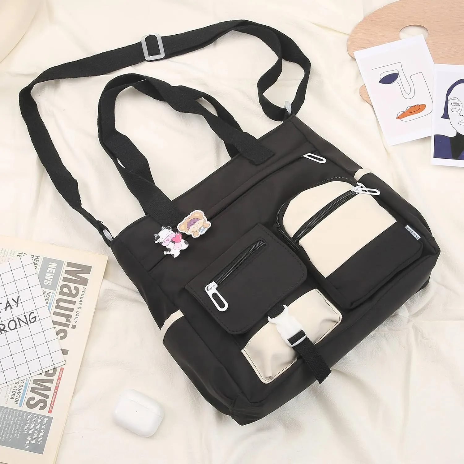 Phaoullzon Crossbody Cute Bag for Teens Kawaii Messenger Purse Nylon Shoulder Tote Bags