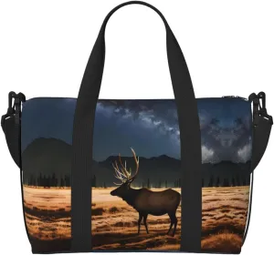 Phayah Elk In The Meadow Travel Duffel Bag,Sports Tote Gym Bag,Shoulder Weekender Overnight Bag For Women