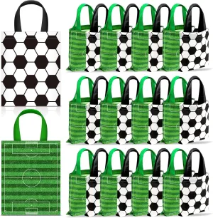 Photect 24 Pcs Soccer Party Favors Soccer Gift Bags with Handles Reusable Non-woven Candy Goodies Treat Tote Bags for Sport Ball Theme Birthday Shower Party Supplies Decorations, 7.87 x 9.84