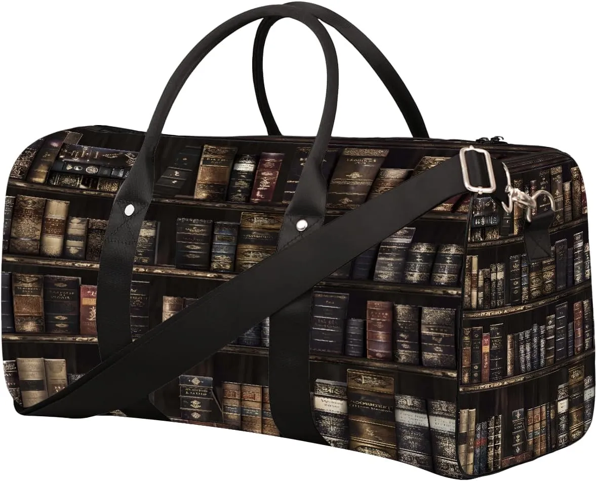 Photo Book Retro Travel Duffel Bag for Women Men Small Sport Gym Bag Waterproof Weekender Overnight Bag Lightweight Carry on bag Foldable Gym Bag for Training Swim Yoga Traveling Handbag