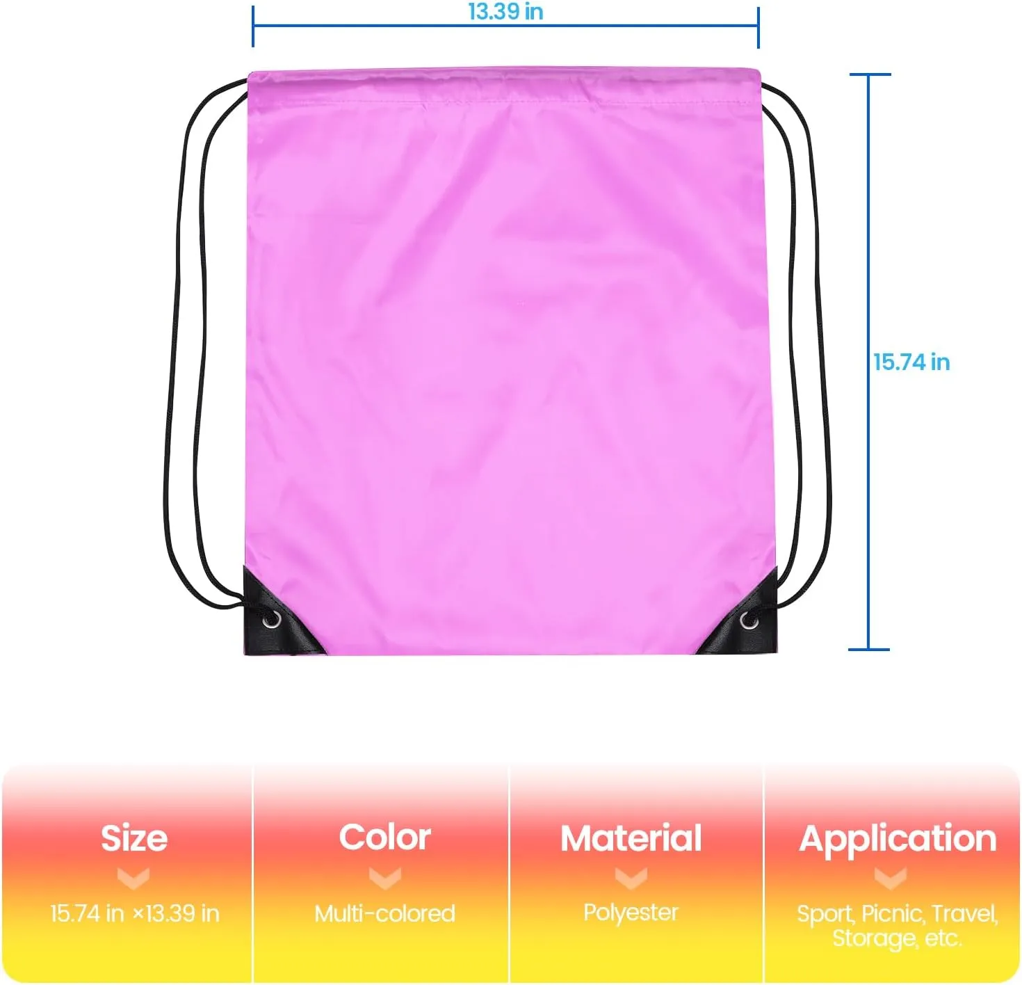 Pink Drawstring Backpacks Drawstring Bags Bulk Cinch Bag Gym Bag String Bags Draw String Bags Pack Sackpack for Women,Men (24pcs)