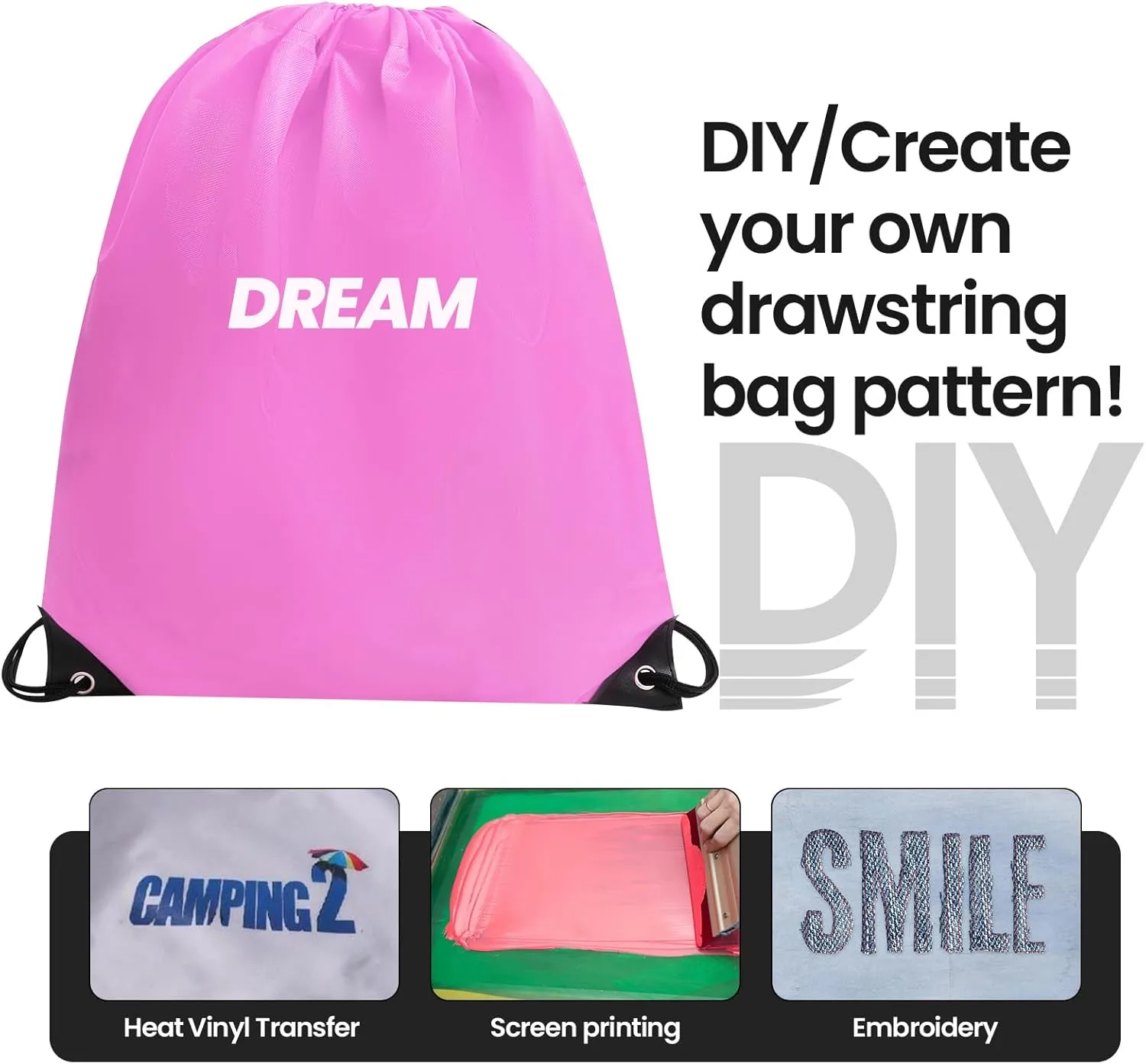 Pink Drawstring Backpacks Drawstring Bags Bulk Cinch Bag Gym Bag String Bags Draw String Bags Pack Sackpack for Women,Men (24pcs)