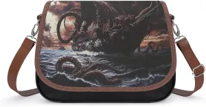 Pirate Ship Sea Monster Tentacles Crossbody Bags for Women Shoulder Bag Flap Handbags Leather Cross Body Purse