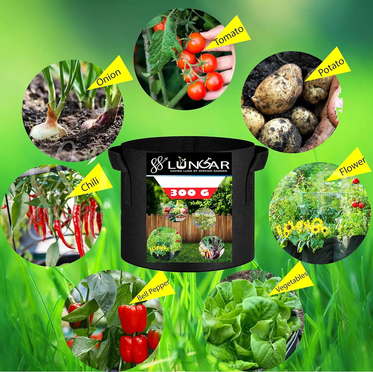 Plant Grow Bags 10 Gallon 5 Packs Planter Pot, Thickest Aeration 300G Non-Woven Fabric, Reinforced Handles for Weatherproof Nursery Pot, Enhanced Double Seam