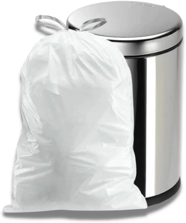Plasticplace 4 Gallon White Drawstring Trash Bags, 200 Count (Pack of 1) – 0.7 Mil Leak-Proof Garbage Liners for Small Trash Can, Bathroom, Kitchen, Office, and Car Use