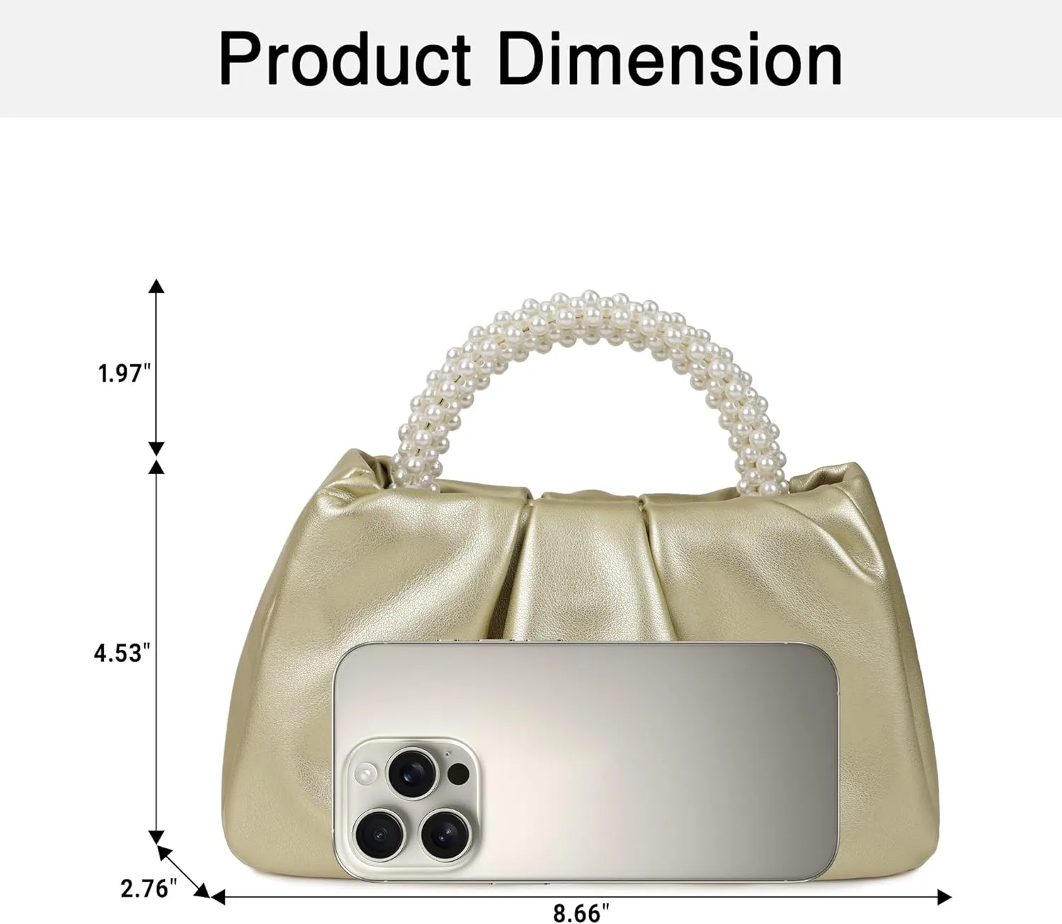 Pleated Clutch Purses for Women Soft Leather Evening Bag Pearl Handbags for Wedding Bridal Party Prom