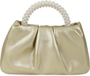Pleated Clutch Purses for Women Soft Leather Evening Bag Pearl Handbags for Wedding Bridal Party Prom