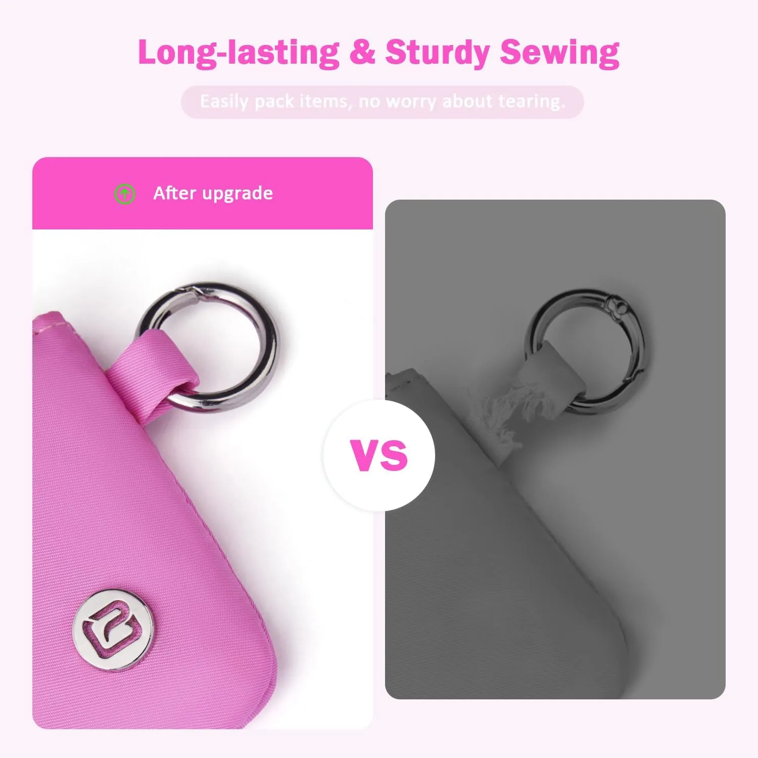 POIUGOYA Keychain Wristlet Wallet,Dual Pouch Wristlet Portable,Nylon RFID Coin Purse Small Wallet with key ring,ID Window