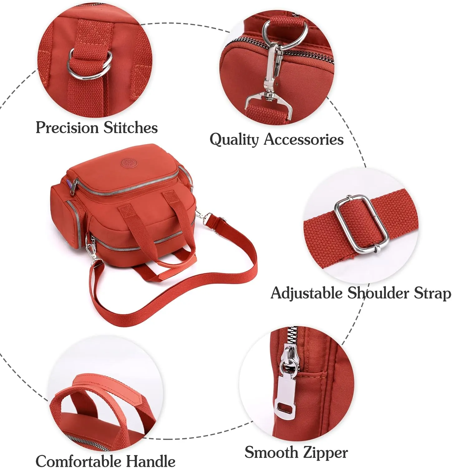 PORRASSO Women Backpack Fashion Shoulder Bag Multifunctional Daypack with USB Charging Port Handbag Nylon Crossbody Bag for Work Travel Dating Navy Blue