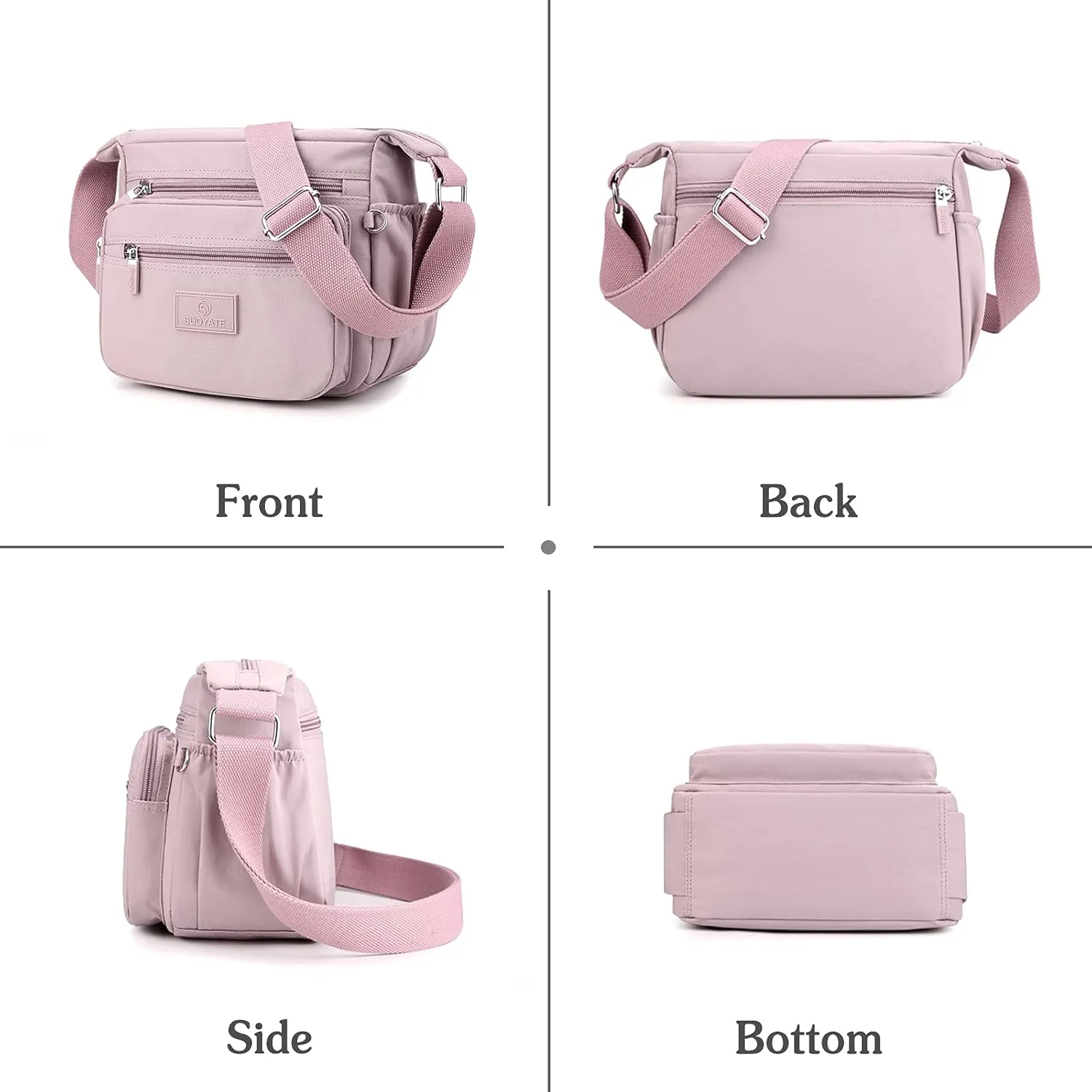 PORRASSO Women Crossbody Bag Casual Shoulder Bag Multi-pocket Messenger Bag