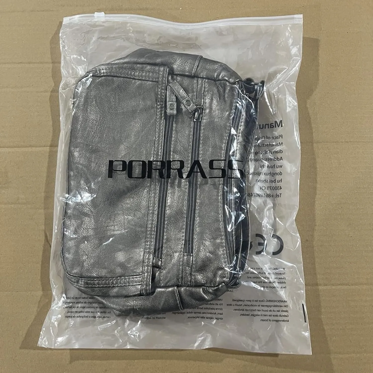 PORRASSO Women Crossbody Bag Multi-pocket Shoulder Bag Leather Waterproof