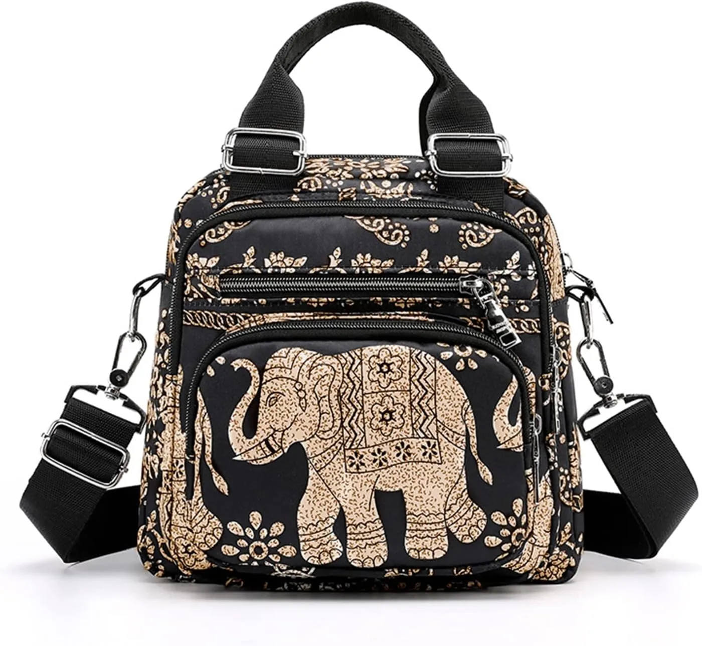 PORRASSO Women Crossbody Bag Small Backpack Casual Shoulder Bag Multi-pocket Daypack