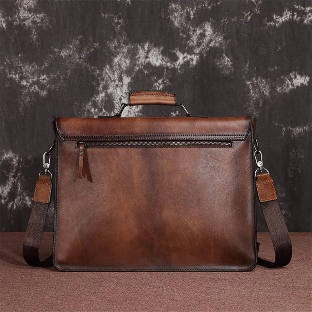 Postman Men's Bag Retro Briefcase Horizontal Business Bag Men's Laptop Bag Messenger Bag