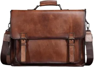 Postman Men's Bag Retro Briefcase Horizontal Business Bag Men's Laptop Bag Messenger Bag