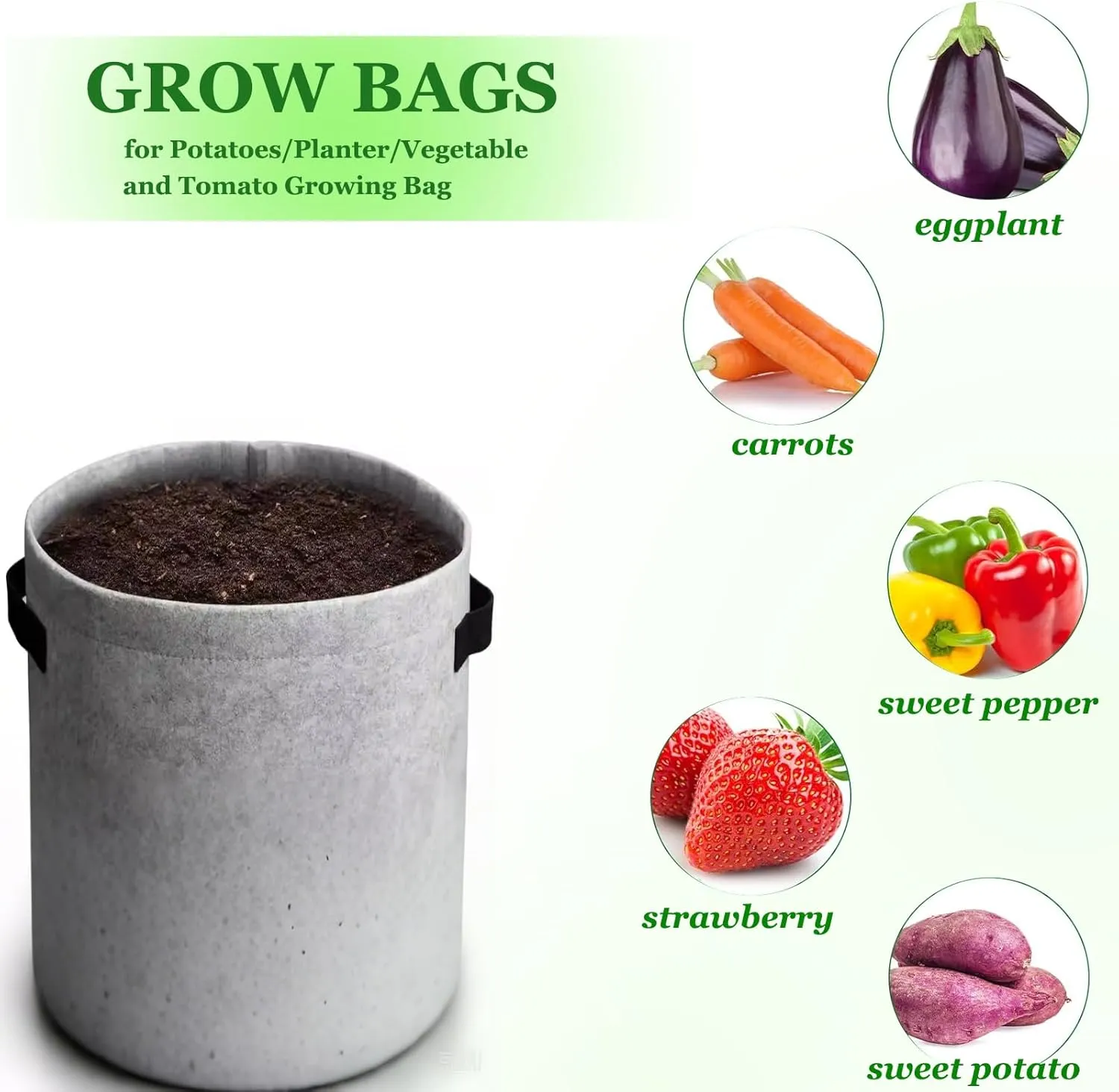 Potato Grow Bags with Access Flap, 2-Pack Garden Planter Bags, 10 Gallon Vegetable Growing Containers (Gray)