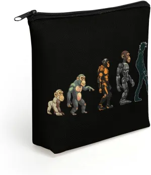 Prehistoric Ape Robot to Man Evolution Makeup Bag Print Cosmetic Bags Purse Organizer Pouch for Women Men