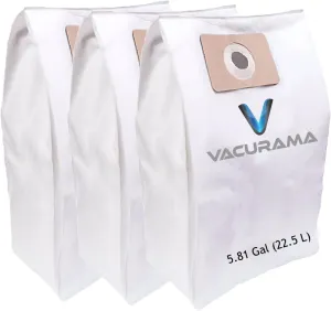 Premium Bags Compatible for 22.5L/5.8 Gal. OVO-700ST-35H, Filtre 186, Husky Storm, Eclipse, Equinox, Pro, Titan, Nadair and Other Central Vacuum Systems (3 Bags)