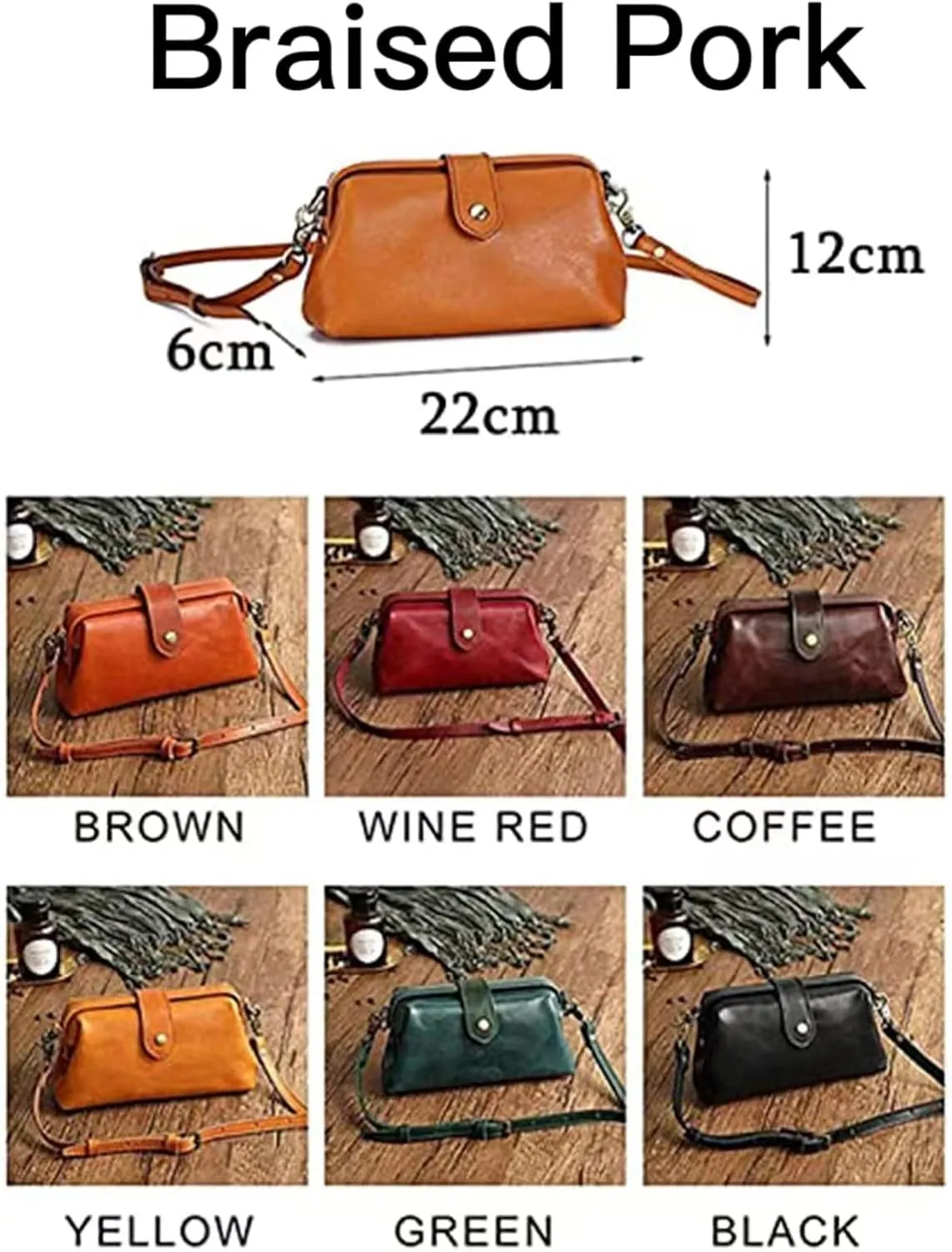 Premium Leather Retro Handmade Doctor Bag,Dr bag - retro handmade bag,Crossbody Unique Opening Small Vintage Phone Purse Handbags for Women (Red Wine)