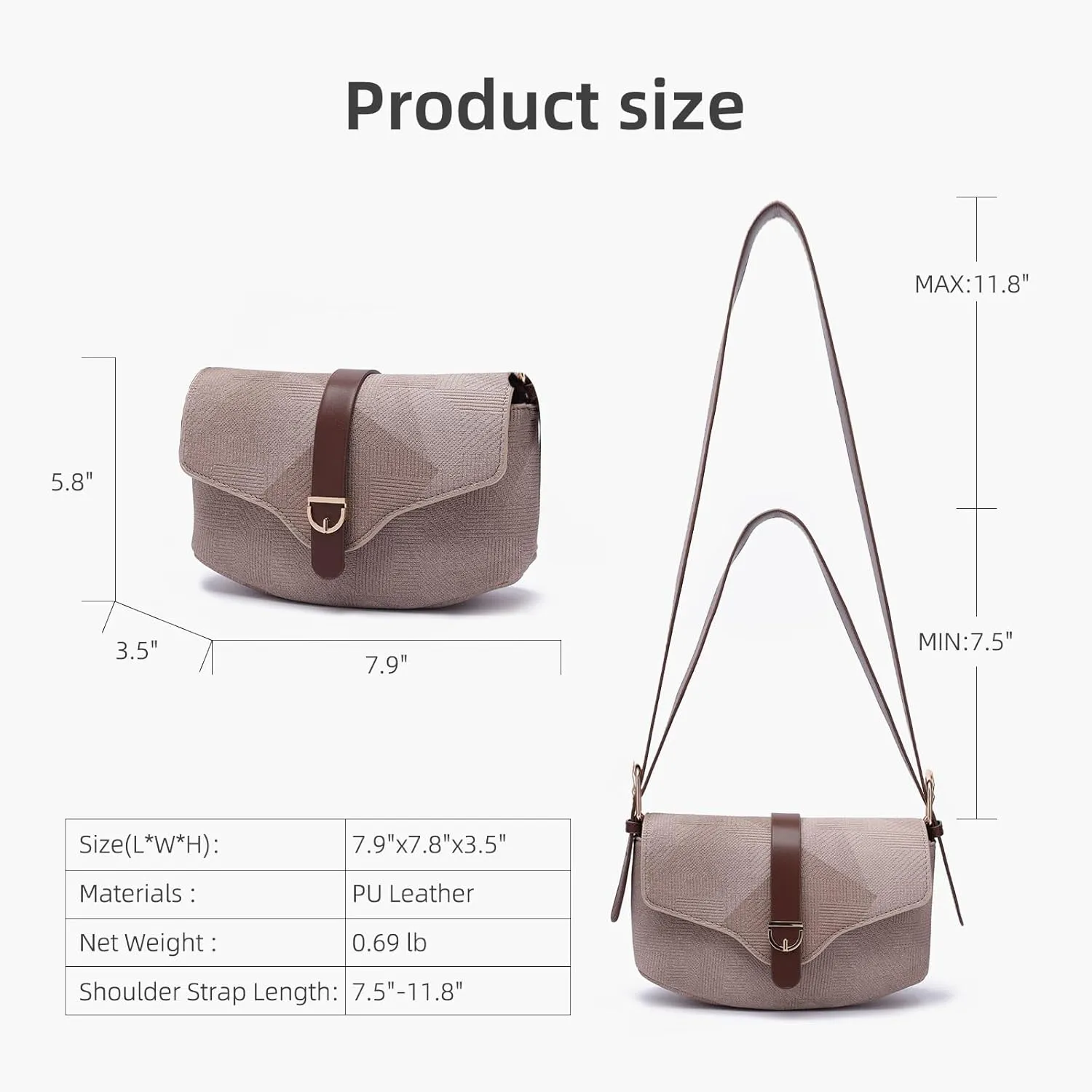 Prettyzys Shoulder Bag for Women Trendy Purse Hobo Tote Handbag Small Clutch Purse Vegan Leather With Adjustable Strap.