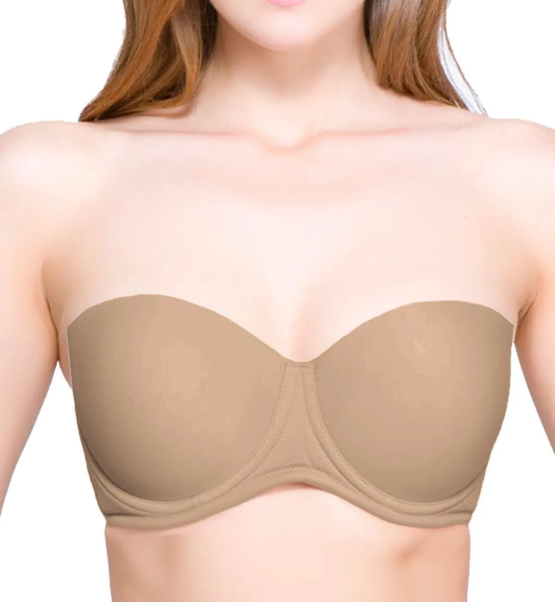 QT Women's Seamless Molded Cup 5 Way Convertible Bra, 1103, Mocha, 40D