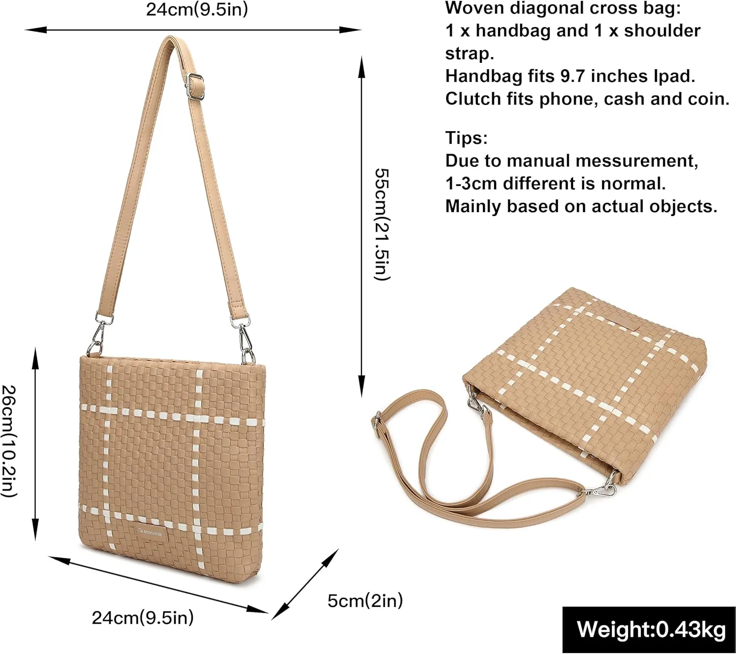 Queenoris Fashion Small Woven Bag for Women, suitable for women, handmade stray handbag bag bag handbag travel bag
