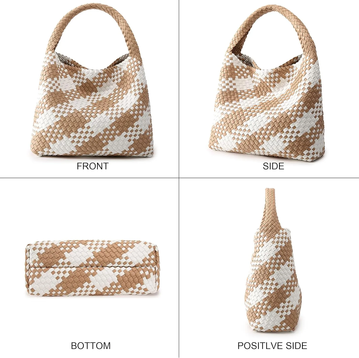 Queenoris Fashion Woven Purse for Women Top-handle Shoulder Bag Soft Summer Hobo Tote Bag