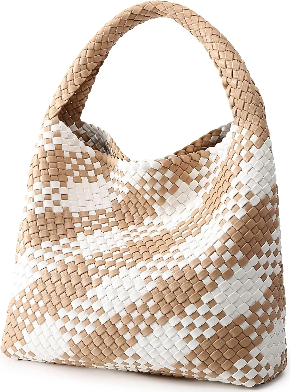 Queenoris Fashion Woven Purse for Women Top-handle Shoulder Bag Soft Summer Hobo Tote Bag