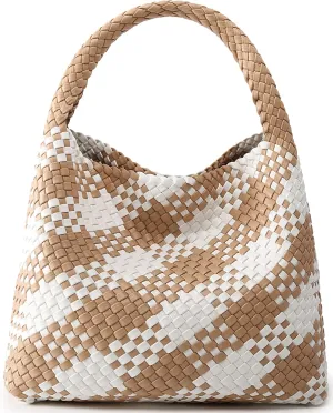 Queenoris Fashion Woven Purse for Women Top-handle Shoulder Bag Soft Summer Hobo Tote Bag