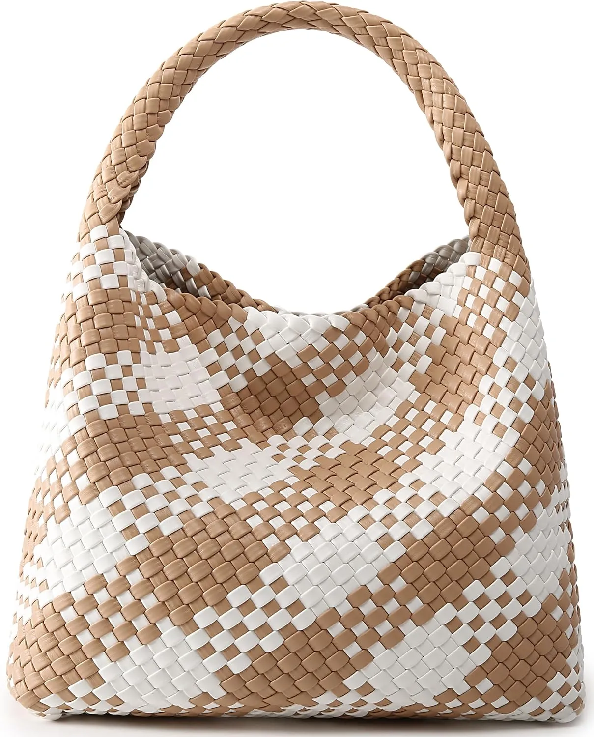 Queenoris Fashion Woven Purse for Women Top-handle Shoulder Bag Soft Summer Hobo Tote Bag