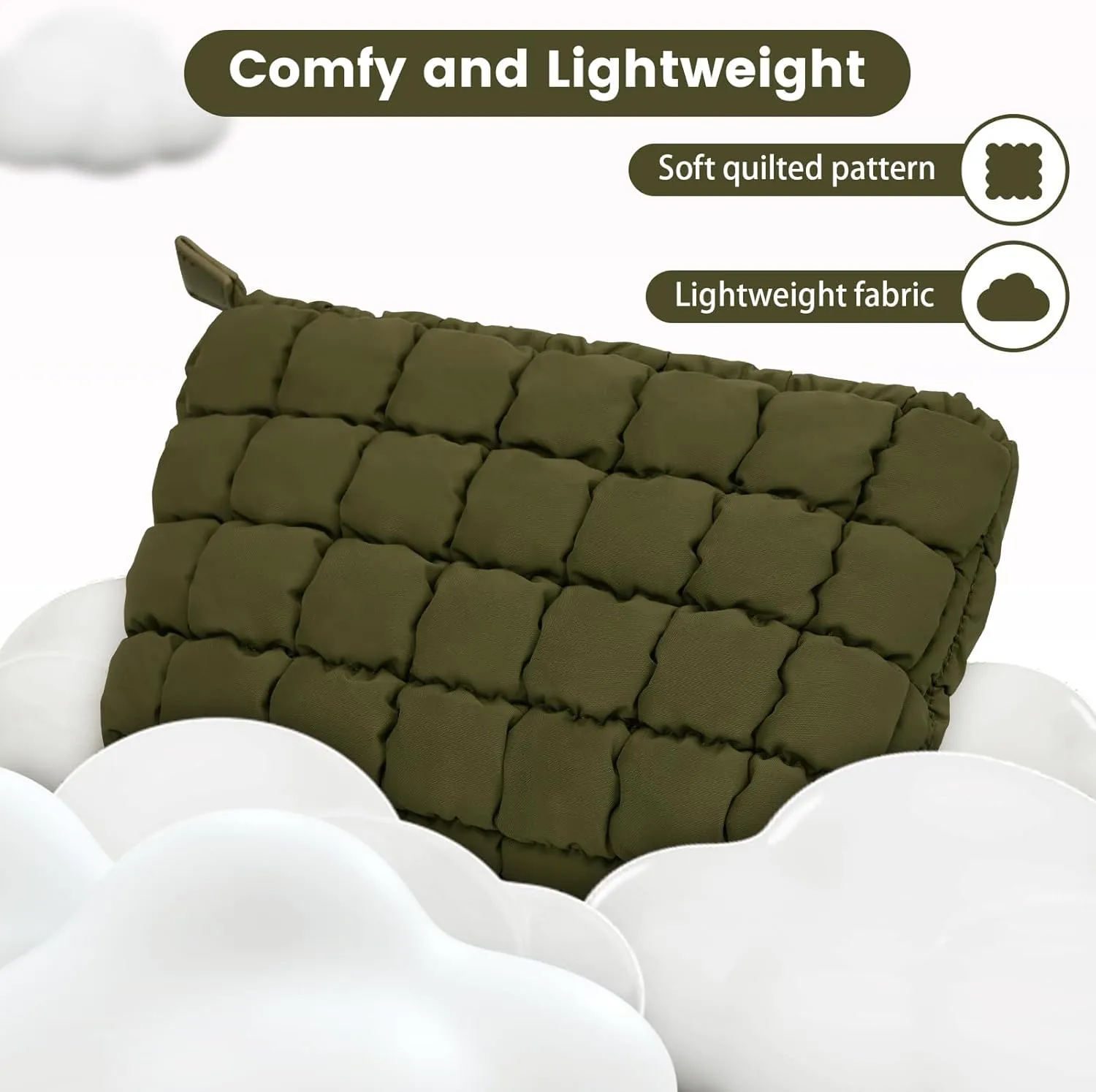 Quilted Makeup Bag and Zip Card Pouch Key Chain Puffer Cosmetic Bag Travel Cute Makeup Bag Organizer Mini Coin Purse