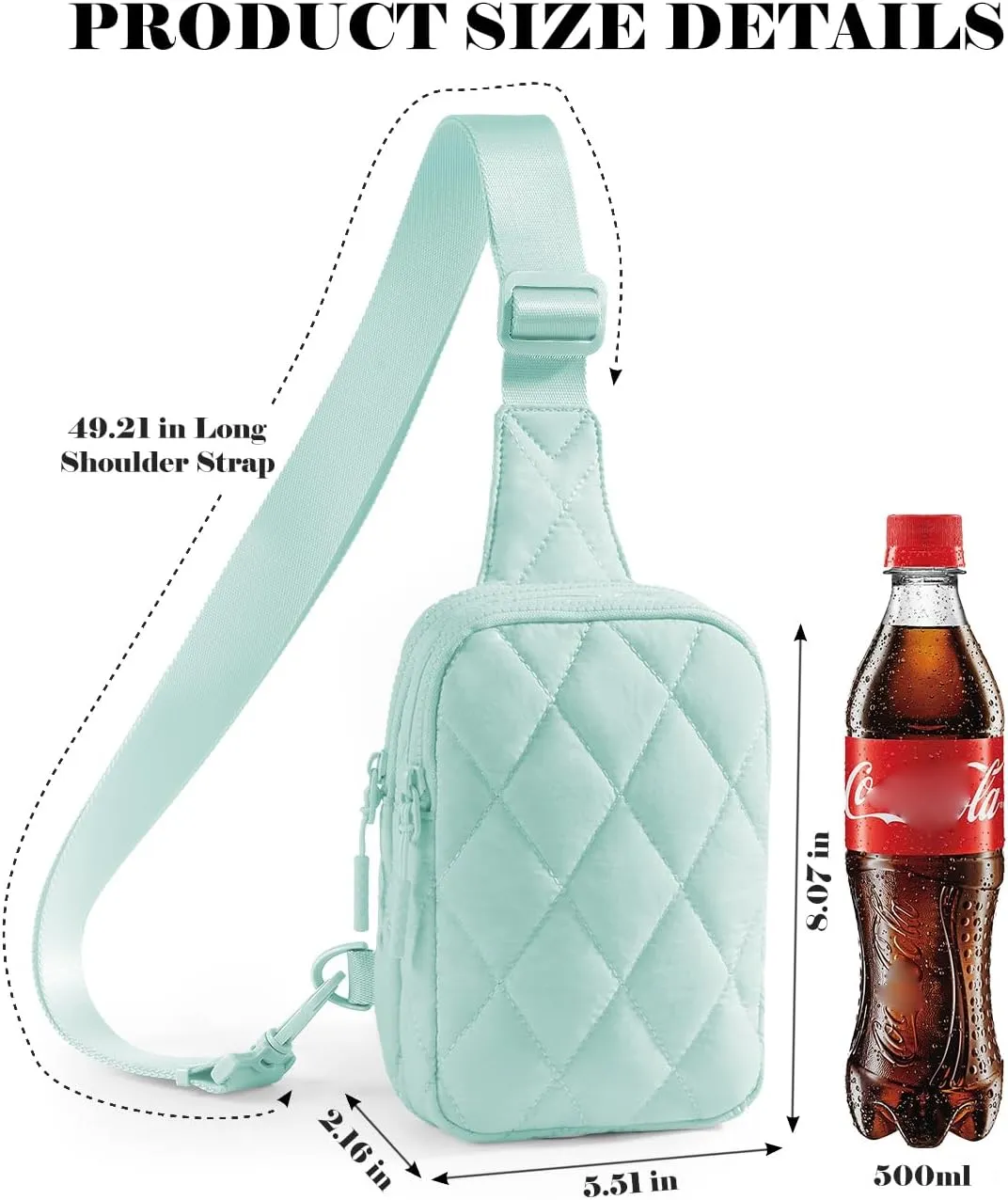 Quilted Puffer Sling Bag for Women Small Backpack Crossbody Chest Bag Fanny Packs Purses for Casual Traveling Hiking