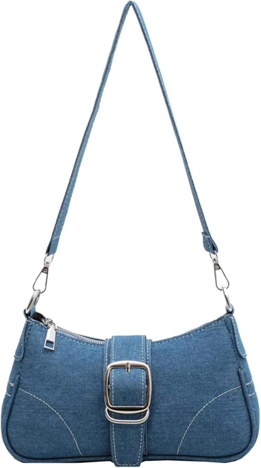 QZUnique Women Denim Mini Bucket Bag Crossbody Purse Shoulder Handbag Drawstring Quilted Tassel Barrel Shape Satchel Tote Bag