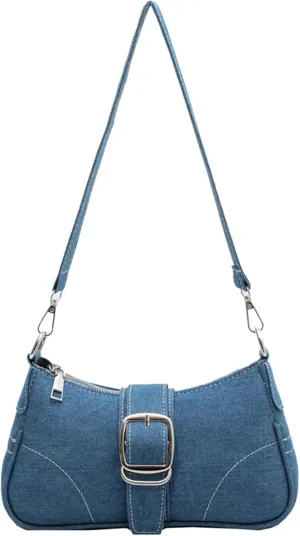 QZUnique Women Denim Mini Bucket Bag Crossbody Purse Shoulder Handbag Drawstring Quilted Tassel Barrel Shape Satchel Tote Bag