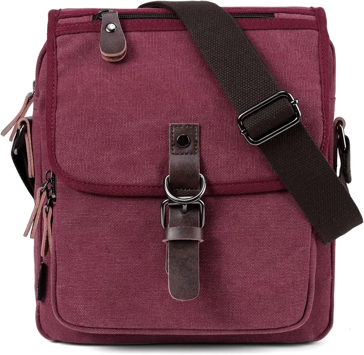 RAVUO Small Messenger Bag, Water Resistant Mens Women Canvas Shoulder Satchel Crossbody Purse for Travel Work