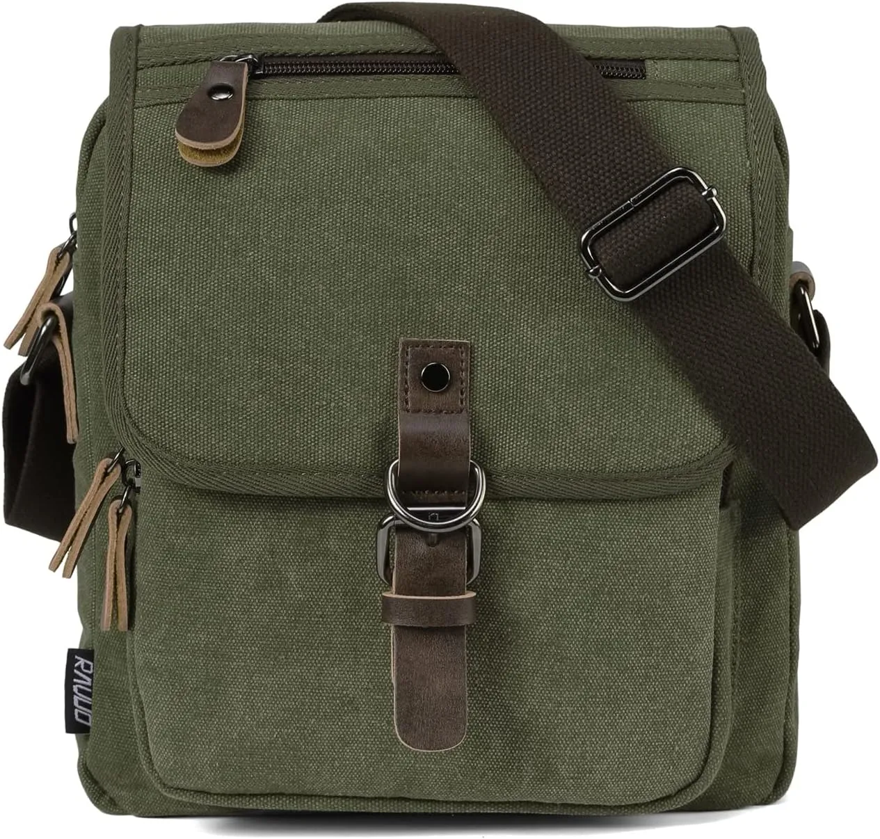 RAVUO Small Messenger Bag, Water Resistant Mens Women Canvas Shoulder Satchel Crossbody Purse for Travel Work