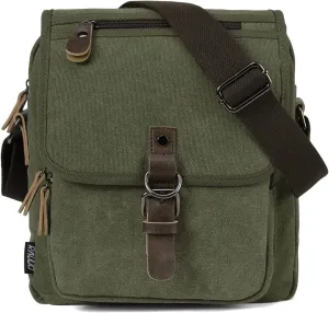 RAVUO Small Messenger Bag, Water Resistant Mens Women Canvas Shoulder Satchel Crossbody Purse for Travel Work