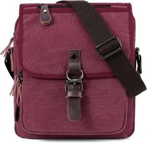 RAVUO Small Messenger Bag, Water Resistant Mens Women Canvas Shoulder Satchel Crossbody Purse for Travel Work