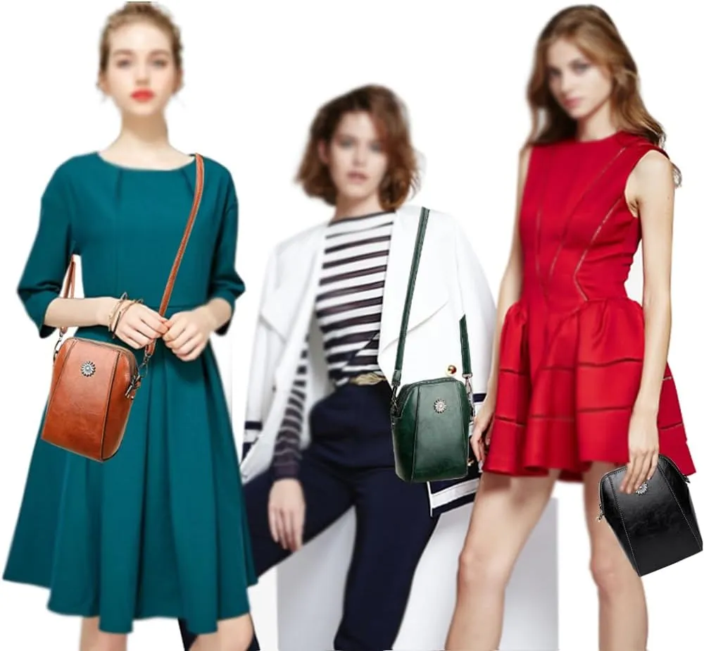 Retro All-Match Vertical Cellphone Bag,Small Leather Crossbody Purse Shoulder Crossbody Bags for Women