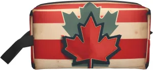 Retro Canada Flag pattern Print Storage Bags Travel Cosmetic Organizer Bag Large Capacity Zippered Storage Pouch