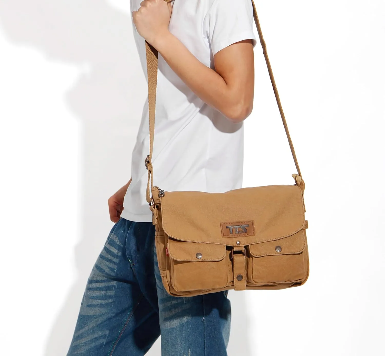 Retro Canvas Messenger Bag - Durable Multi-functional Crossbody Shoulder Bag with Multiple Pockets