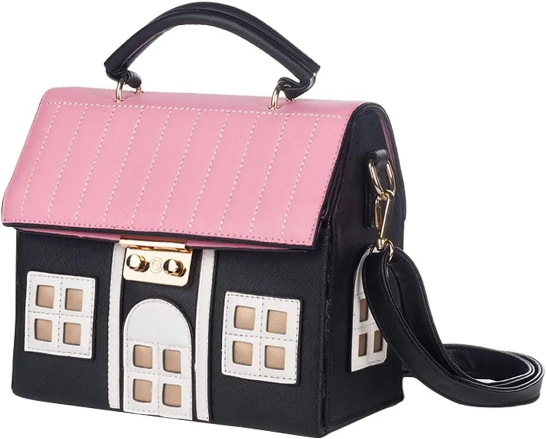 Retro Gifts by Roka: Retro Personality House Shaped Leather Women Handbag Messenger Crossbody Bag Shoulder Bag