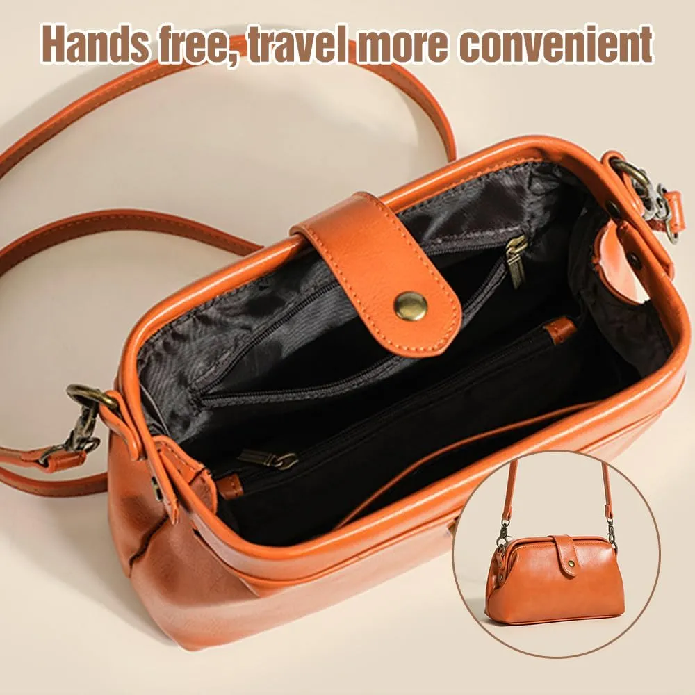 Retro Handmade Bag, Crossbody Leather Shoulder Bags and Clutches, Waterproof Women Crossbody Bag All-match Cellphone Bag