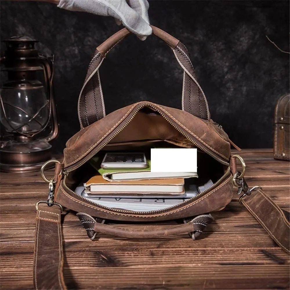 Retro Men's Handbag 10 Inch Flat Bag Shoulder Diagonal Bag Men's Bag Business Bag