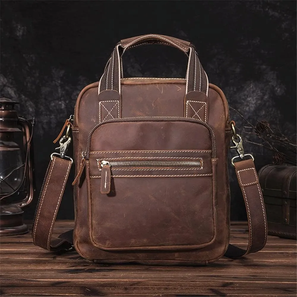 Retro Men's Handbag 10 Inch Flat Bag Shoulder Diagonal Bag Men's Bag Business Bag