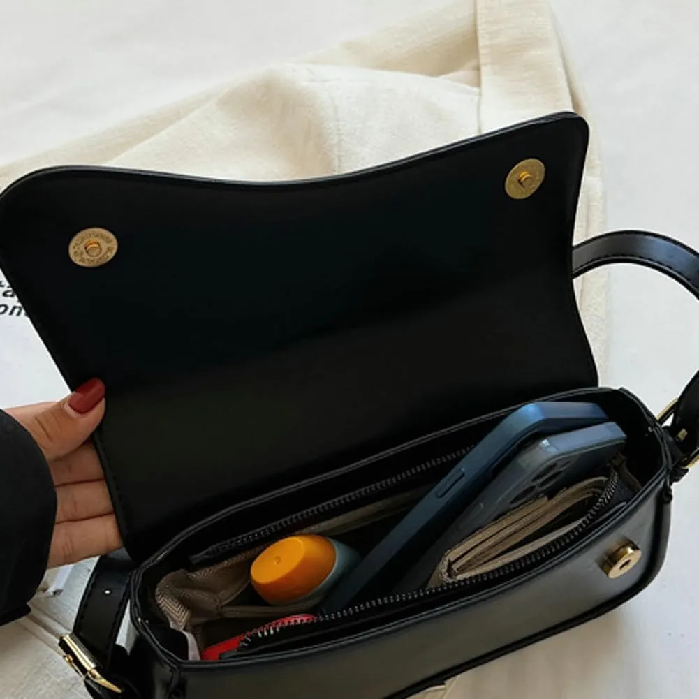 Retro Shoulder Bag for Women Trendy Versatile Tote Bags Small Sling Bags with Zipper Closure Pure Color Handbag