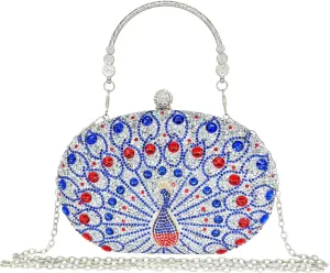 Rhinestone Clutch Purses for Women Evening Wedding Formal - Round Pearl Clasp Handbag - Crystal Diamond Bag