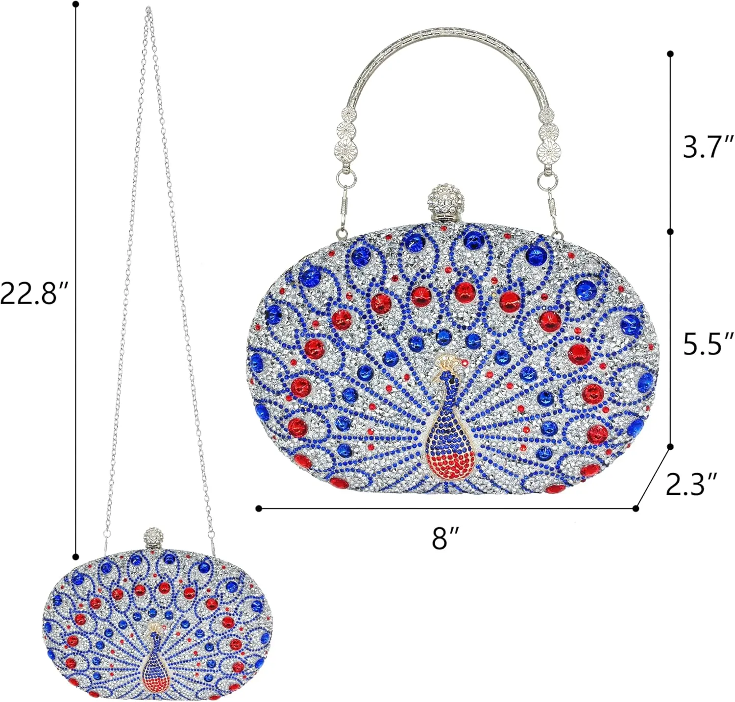 Rhinestone Clutch Purses for Women Evening Wedding Formal - Round Pearl Clasp Handbag - Crystal Diamond Bag
